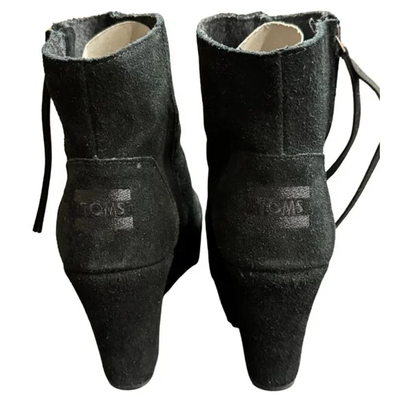 Toms Desert Wedge High Black Suede Size 9 - Picture 6 of 10